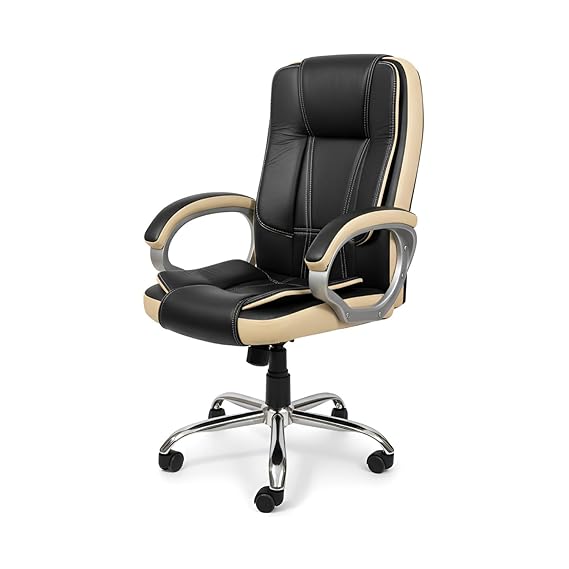 Executive High-Back Office Chair - Black & Beige