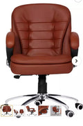 Brown Leatherette Mid-Back Chair - Premium Office Chair