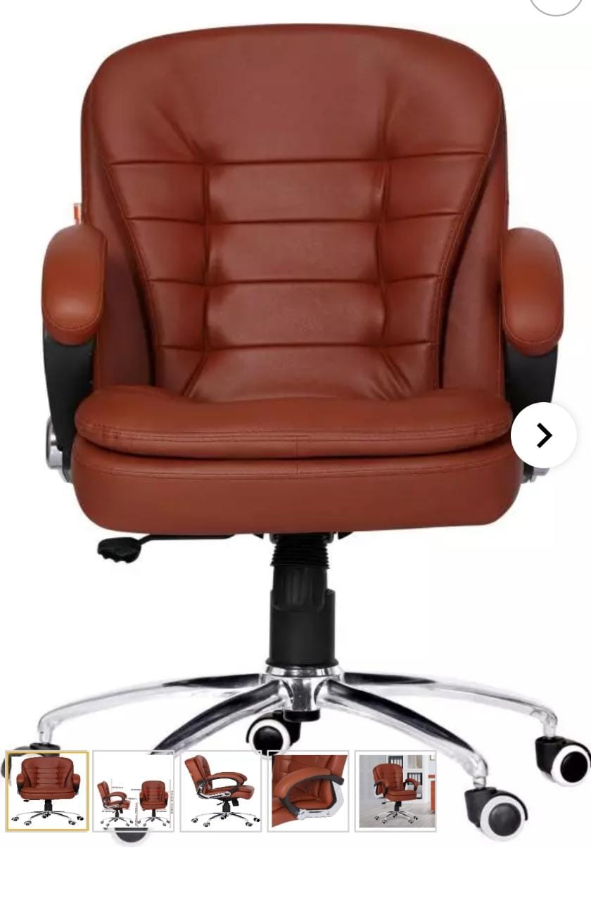 Brown Leatherette Mid-Back Chair - Premium Office Chair