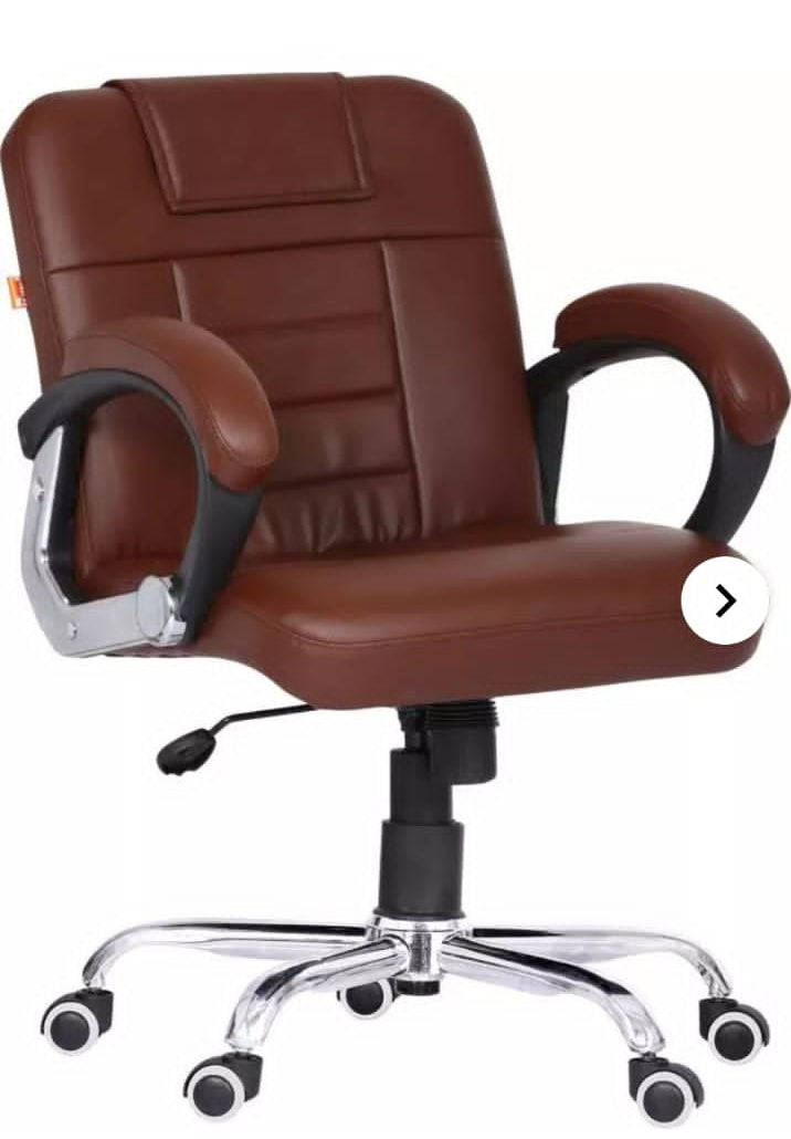Brown Mid-Back Visitor Chair - Chrome Sled Base