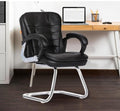 Black Cushioned Mid-Back Office Chair - Chrome Base