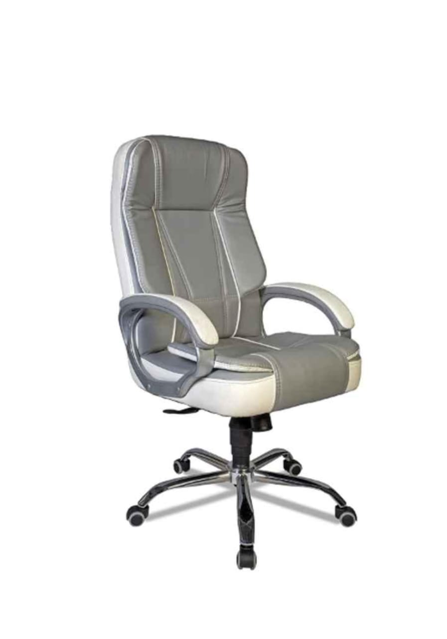 Brown Tufted High-Back Executive Chair - Chrome Base